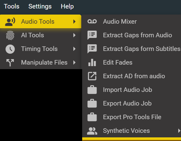Audio controls menu