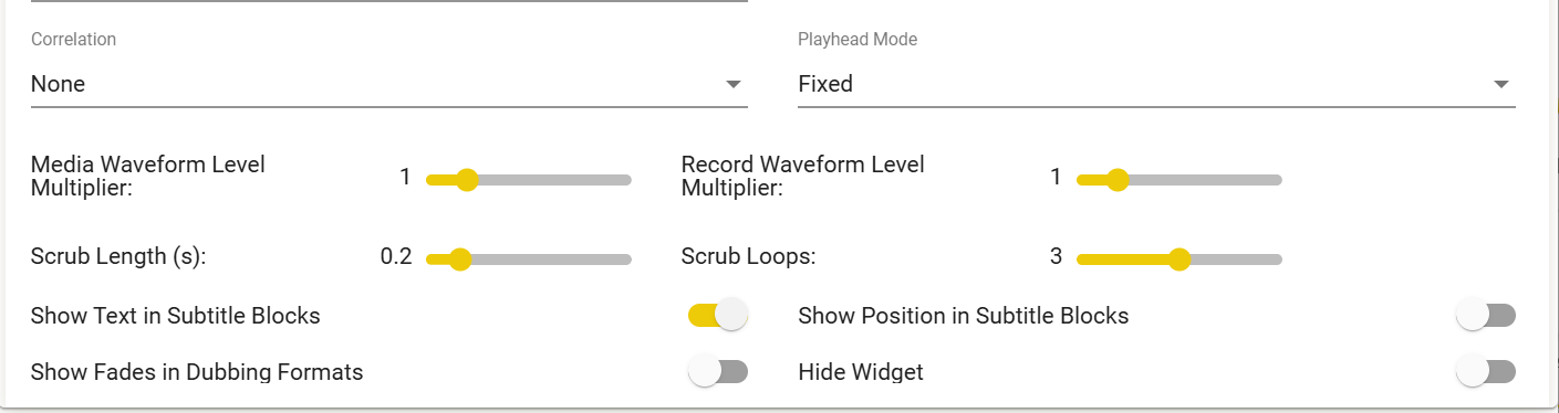 Timeline settings dialog